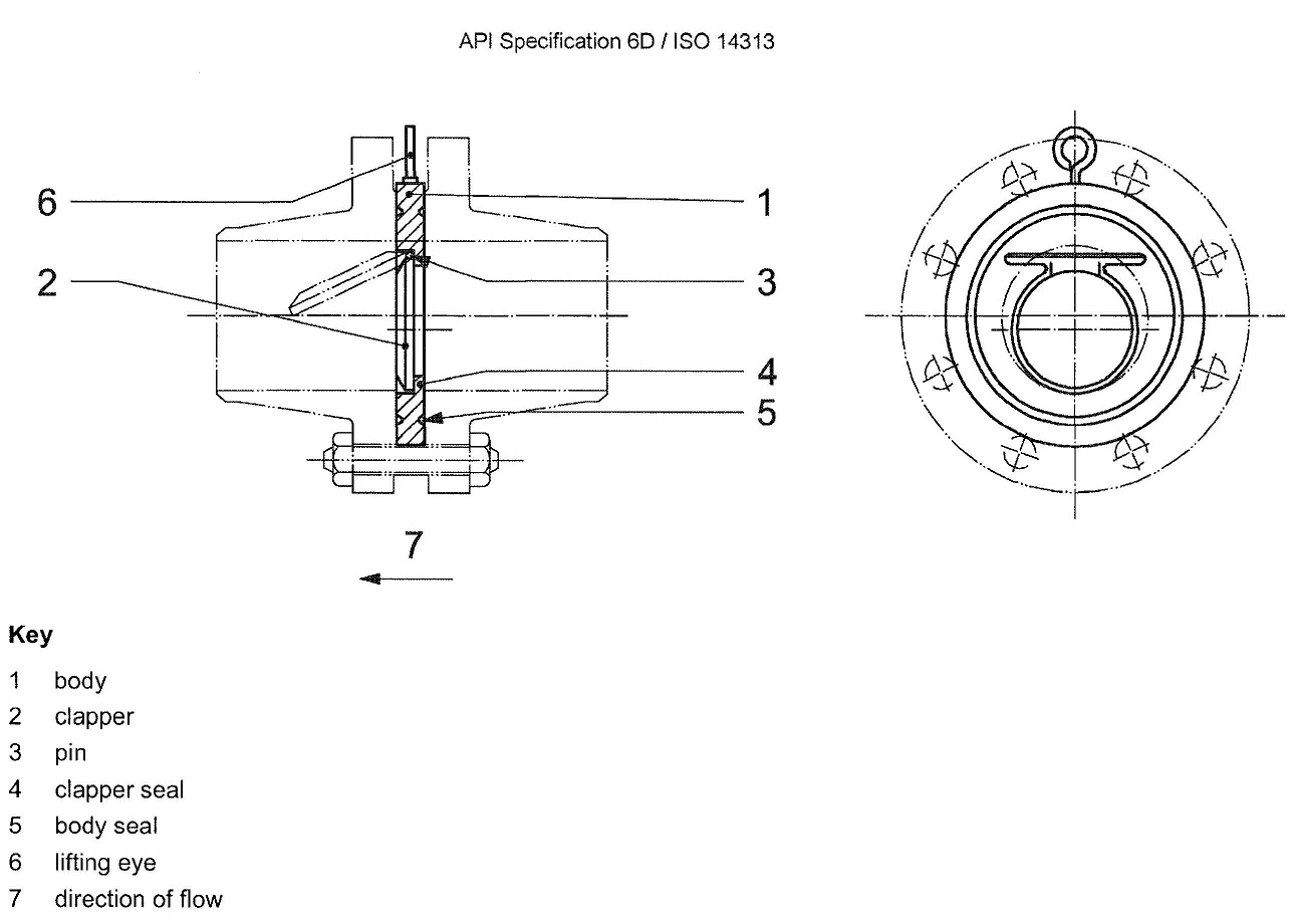 Single-plate wafer-type check valve, short pattern